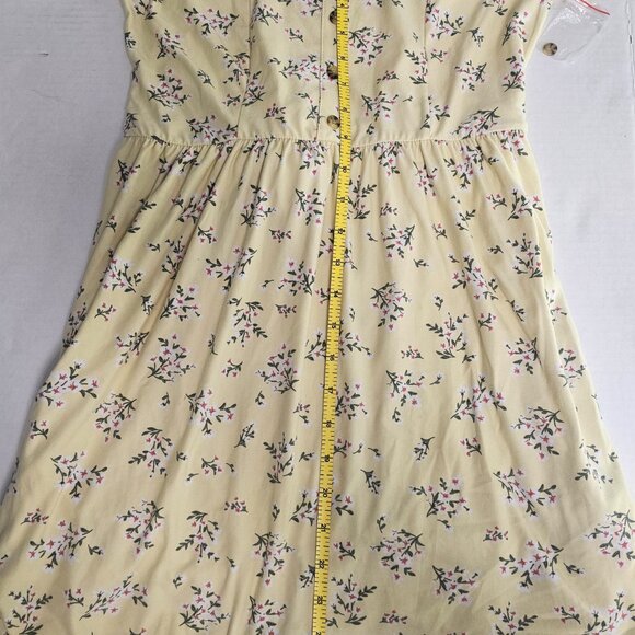 No Boundaries Juniors M 7-8 Peasant Mini Dress Yellow Floral Hi Low Summer - Picture 10 of 15